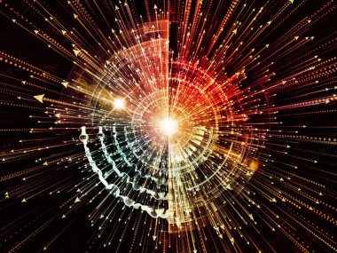 Bilgi patlama serisi. Oklar ve fraktal öğeleri bilim, bilgi teknoloji ve eğitim konusunda patlama düzenlenmesi