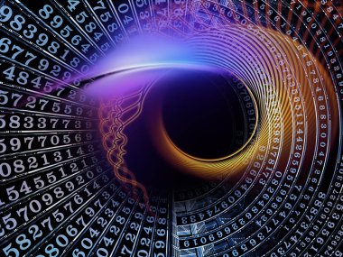 Adam ve numaraları serisi. Sanatsal soyutlama sembolik insan profili ve bilim, bilgi teknoloji ve eğitim konusunda basamak oluşur