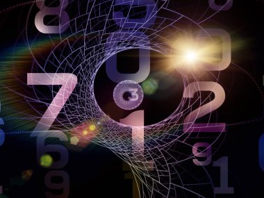 Matematik gerçeklik serisi. Arka plan tasarımı numaraları, ışıklar ve Fraktal desenleri konu, matematik, eğitim ve bilim