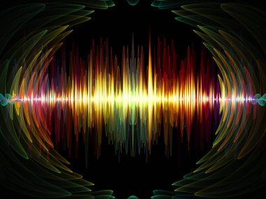 Dalga fonksiyonu serisi. Bileşimi renkli sinüs titreşimler, ışık ve ses ekolayzer, müzik projeleri için fon olarak hizmet etmek için fraktal öğeleri spektrum ve kuantum olasılık