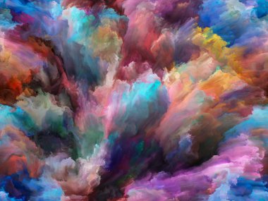 Soyut Renk serisi. Sanat, yaratıcılık ve hayal gücüyle mecazi bir ilişkisi olan tuval üzerinde hareket halindeki renkli boyanın bileşimi