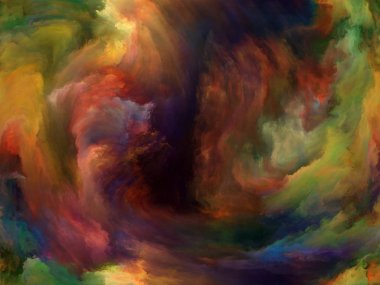 Soyut Renk serisi. Sanat, yaratıcılık ve hayal gücü konularında bir metafor olarak tuval üzerinde hareketli rengarenk resmin yaratıcı düzenlenmesi