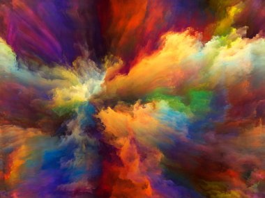 Soyut Renk serisi. Sanat, yaratıcılık ve hayal gücü projeleri için uygun bir zemin olarak tuval üzerinde hareketli rengarenk boya kompozisyonu