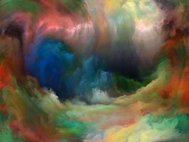 Soyut Renk serisi. Sanat, yaratıcılık ve hayal gücü projeleri için uygun bir zemin olarak tuval üzerinde hareketli rengarenk boya kompozisyonu