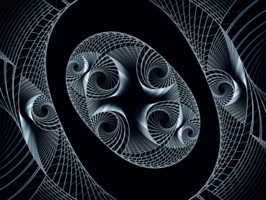 Noktalar ve Çizgiler serisi. Sanat, tasarım ve teknoloji projeleri için uygun dairesel fraktal kalıpların arkaplanı.