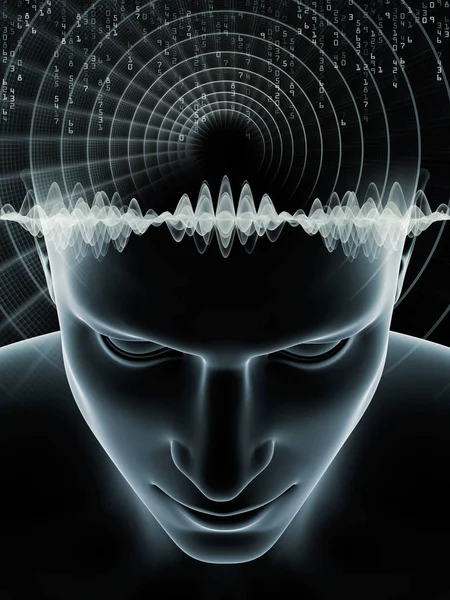 Mind Waves Series Abstract Design Made Illustration Human Head Technology — Stock Photo, Image