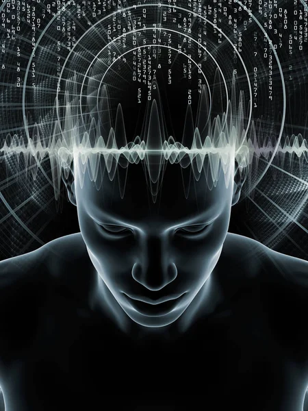 Mind Waves Series Arrangement Illustration Human Head Technology Symbols Subject — Stock Photo, Image