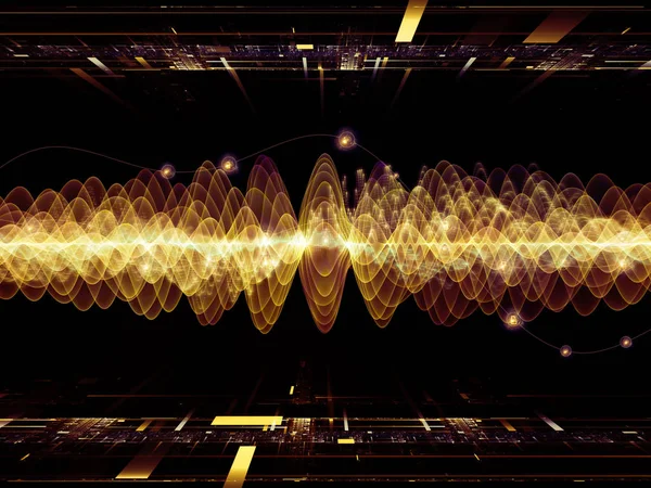 Wave Function series. Abstract design made of colored sine vibrations, light and fractal elements on the subject of sound equalizer, music spectrum and  quantum probability