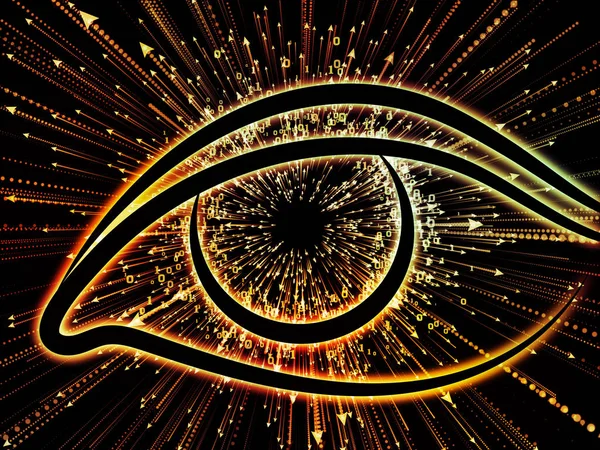 Eye Knowledge Series Artistic Abstraction Composed Eye Icon Arrow Burst — Stock Photo, Image