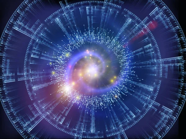 Information Burst series. Composition of explosion of arrows and fractal elements with metaphorical relationship to science, information technology and education