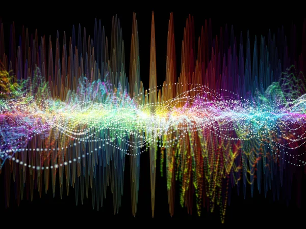 Wave Function series. Abstract design made of colored sine vibrations, light and fractal elements on the subject of sound equalizer, music spectrum and  quantum probability