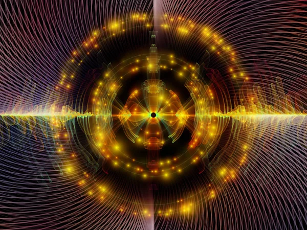 波函数系列 由彩色正弦振动 光和分形元素构成的艺术抽象 对主体声均衡器 音乐谱和量子概率进行了分析 — 图库照片