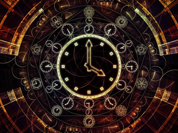 Círculos Serie Time Diseño Compuesto Por Símbolos Reloj Elementos Fractales — Foto de Stock