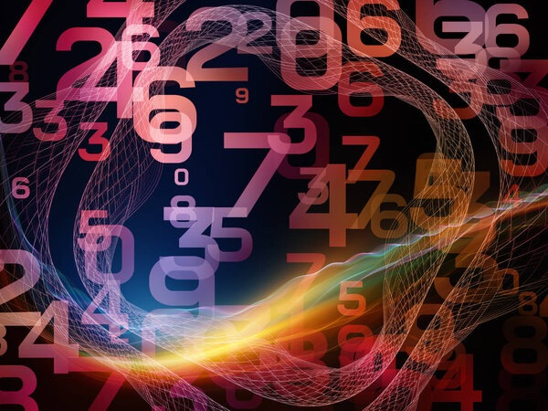 Math of Reality series. Composition of numbers, lights and fractal patterns on the subject of mathematics, education and science