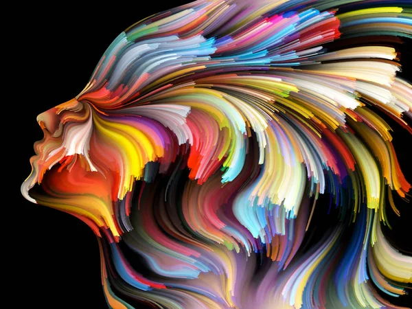 Face Color Series Aranjamentul Profilului Uman Liniile Colorate Vopsea Mișcare — Fotografie, imagine de stoc