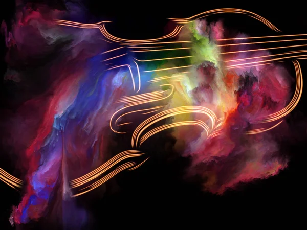 시리즈입니다 바이올린 윤곽선과 멜로디 테마의 주제에 페인트의 줄무늬 — 스톡 사진