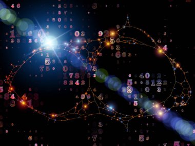 Dünya kupası. Bilim, eğitim ve modern teknoloji konularında rakamlardan ve fraktal elementlerden oluşan soyut tasarım