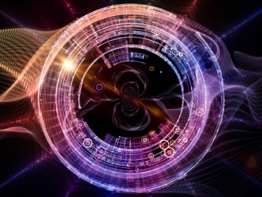 Fraktal öğeleri ve dairelerin modern teknoloji ve bilim konusunda tasarım