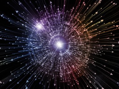 Bilgi patlama serisi. Tasarım bilim, bilgi teknoloji ve eğitim konusunda bir metafor olarak oklar ve fraktal öğeleri patlama oluşur