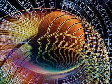 Adam ve numaraları serisi. Arka plan tasarım sembolik insan profili ve bilim, bilgi teknolojisi ve eğitim konusu üzerinde rakamlar