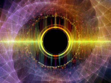 Dalga fonksiyonu serisi. Renkli sinüs titreşimler etkileşimi, ses ekolayzer, konu üzerinde öğeleri ışık ve fraktal müzik spektrum ve kuantum olasılık