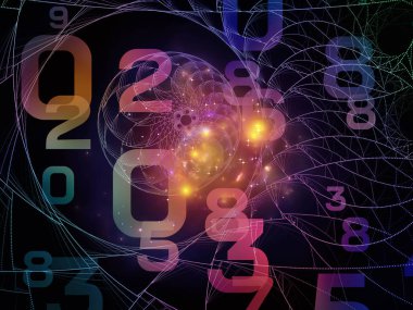 Matematik gerçeklik serisi. Arka plan tasarımı numaraları, ışıklar ve Fraktal desenleri konu, matematik, eğitim ve bilim