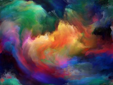 Soyut Arkaplan serisi. Sanat, yaratıcılık ve hayal gücü üzerine bir metafor olarak tuval üzerinde renk ve hareketten oluşan tasarım