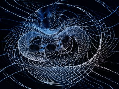 Noktalar ve Çizgiler serisi. Sanat, tasarım ve teknoloji projeleri için uygun dairesel fraktal kalıpların arkaplanı.