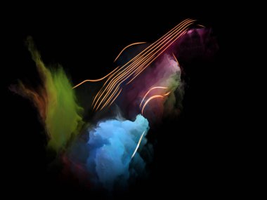 Müzik rüya serisi. Müzik aletleri, melodi, ses, performans sanat ve yaratıcılık bu konuda keman ve soyut renkli boya sanatsal soyutlama oluşan