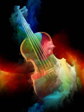 Müzik rüya serisi. Müzik aletleri, melodi, ses, performans sanat ve yaratıcılık konusunda bir metafor olarak keman ve soyut renkli boya tasarım oluşur