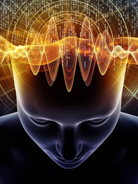 Mind Waves Series Artistic Abstraction Composed Illustration Human Head Technology — Stock Photo, Image