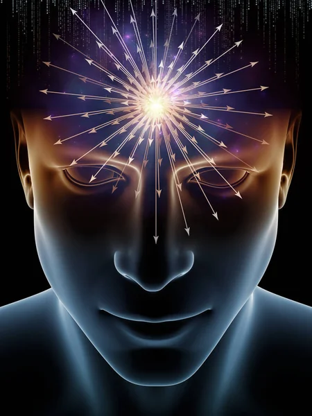 Mind Waves Series Creative Arrangement Illustration Human Head Technology Symbols — Stock Photo, Image