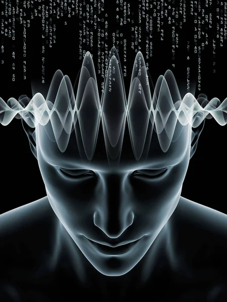 Serie Mind Waves Arreglo Ilustración Cabeza Humana Los Símbolos Tecnología — Foto de Stock