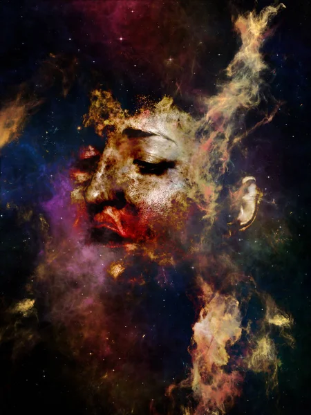 Nebulosa Serie Disposición Retrato Femenino Nebulosa Espacial Sobre Tema Percepción — Foto de Stock