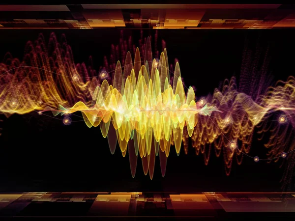 Wave Function series. Background design of colored sine vibrations, light and fractal elements on the subject of sound equalizer, music spectrum and  quantum probability