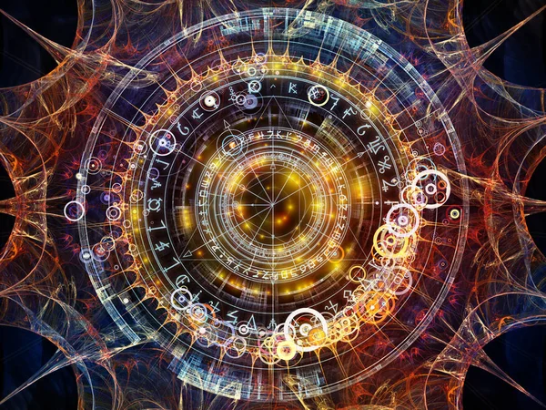 Pozadí Fraktálu Prvků Posvátné Symboly Kruhy Téma Mystika Okultismus Astrologie — Stock fotografie
