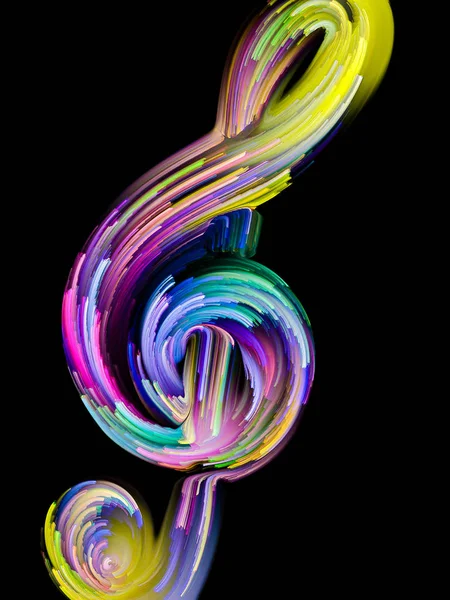 Painted Music Symbols series. Outlines of a treble clef and multicolored streaks on the subject of performance art, song, sound and melody themes.