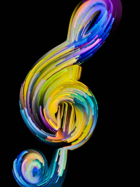 Painted Music Symbols series. Outlines of a treble clef and multicolored streaks on the subject of performance art, song, sound and melody themes.