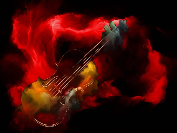 Music Dream series. Backdrop of  violin and abstract colorful paint to complement your design on the subject of musical instruments, melody, sound, performance arts and creativity