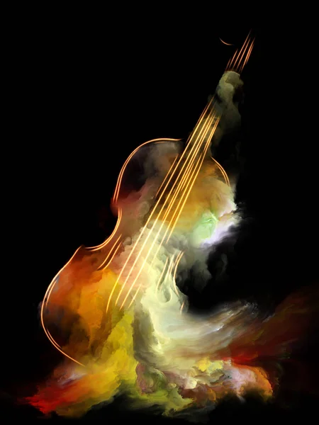 音楽夢シリーズ メロディ サウンド パフォーマンス アートと創造性をテーマにヴァイオリンと抽象的なカラフルな塗料の組成 — ストック写真