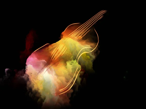 Music Dream series. Artistic abstraction composed of violin and abstract colorful paint on the subject of musical instruments, melody, sound, performance arts and creativity