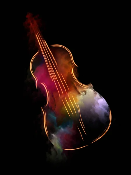 音乐梦系列 抽象背景的小提琴和抽象的彩色油漆用于乐器 表演艺术和创造力项目 — 图库照片
