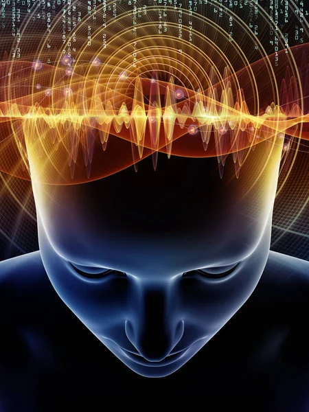 Mind Waves Series Backdrop Design Illustration Human Head Technology Symbols — Stock Photo, Image