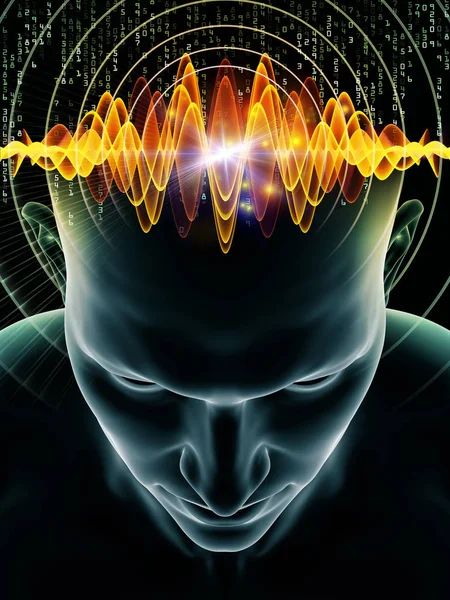 Mind Waves Series Abstract Design Made Illustration Human Head Technology — Stock Photo, Image