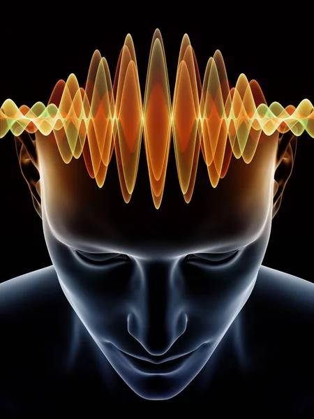 Mind Waves Series Design Composed Illustration Human Head Technology Symbols — Stock Photo, Image