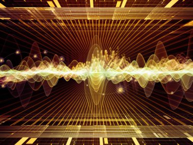 Dalga fonksiyonu serisi. Soyut renkli sinüs titreşimler, ışık ve ses ekolayzer, müzik konusunda fraktal öğeleri yapılmış tasarım spektrum ve kuantum olasılık