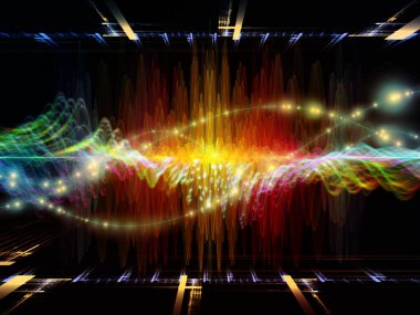 Dalga fonksiyonu serisi. Arka plan yapılmış renkli sinüs titreşimleri, ışık ve ses ekolayzer, projelerde birlikte kullanılması fraktal öğeleri için müzik spektrum ve kuantum olasılık