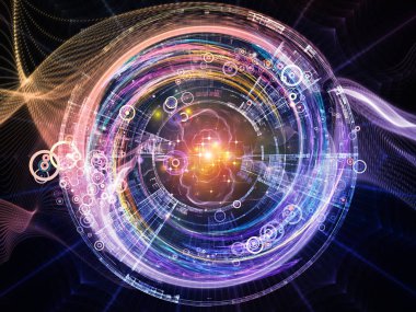 Fraktal öğeleri ve dairelerin modern teknoloji ve bilim konusunda tasarım