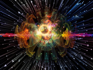 Dalga fonksiyonu serisi. Renkli sinüs titreşimler arka plan kompozisyon, ışık ve fraktal öğeleri ses ekolayzer, konu üzerinde müzik spektrum ve kuantum olasılık