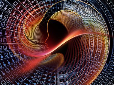 Adam ve numaraları serisi. Sanatsal soyutlama sembolik insan profili ve bilim, bilgi teknoloji ve eğitim konusunda basamak oluşur